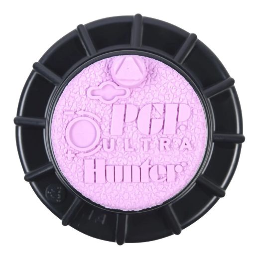 Picture of Hunter PGP Ultra 150mm (6") pop-up rotor sprinkler with Check Valve and reclaimed water ID logo Cap